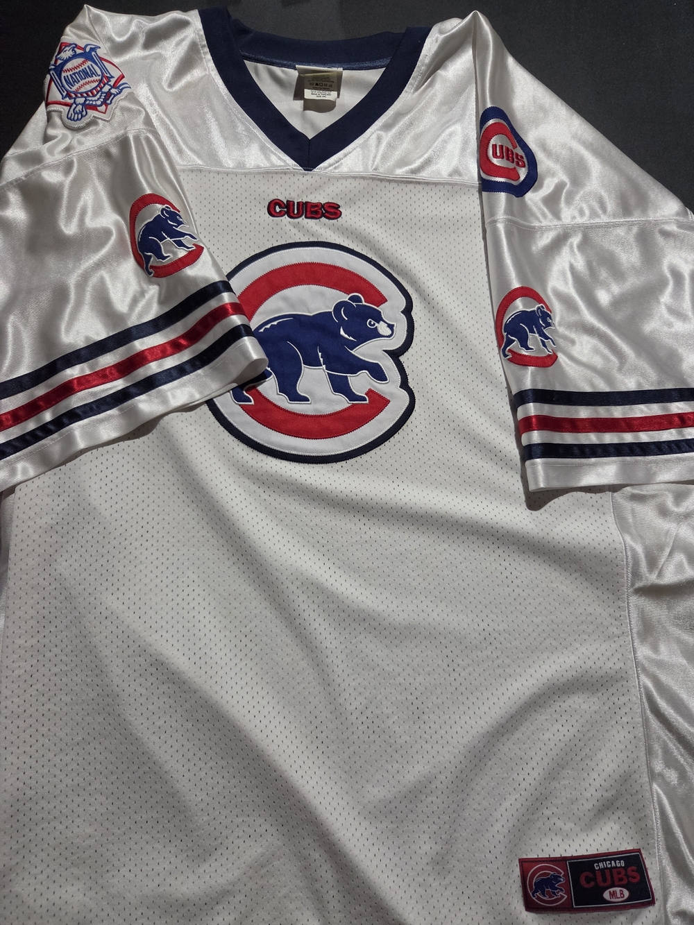 Lee White Chicago Cubs Jersey with Blue & Red Accents